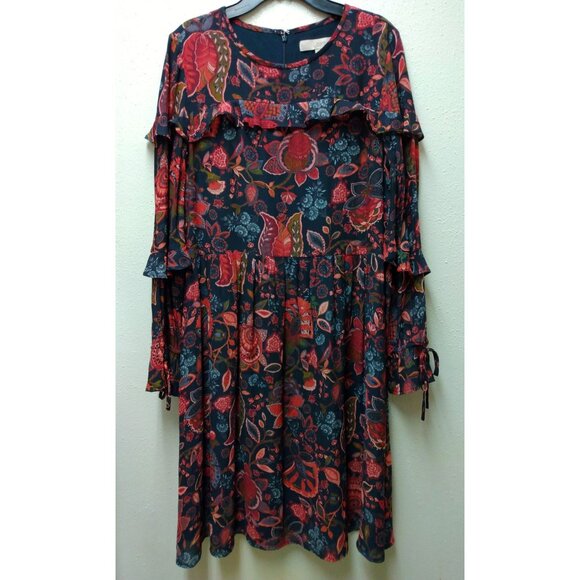 LOFT Women’s Hydrangea Bouquet Floral Ruffle Fit & Flare Dress Size 6 - Picture 4 of 10